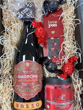 Den røde gaveæske med Amarone & Lækkerier - Skøn Gave